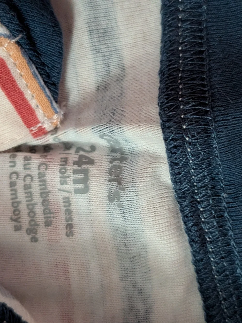 Carter's Navy, Red & Orange Striped Henley Tee